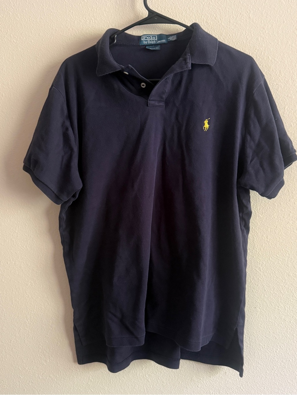 Ralph Lauren Navy Polo Shirt with Yellow Pony Logo